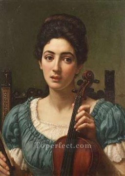  Girl Oil Painting - John Sir TheViolinist1891lg girl Edward Poynter